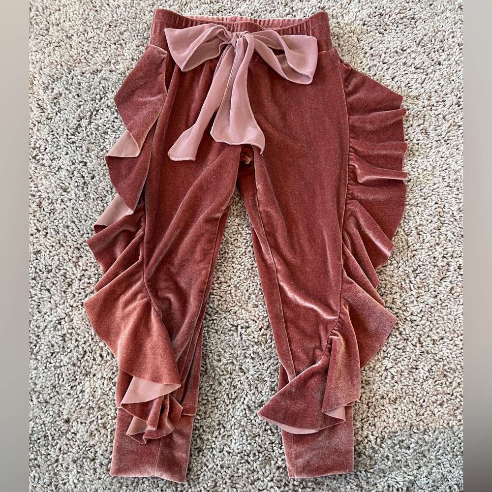 Joyfolie Ruffle Velour Joggers